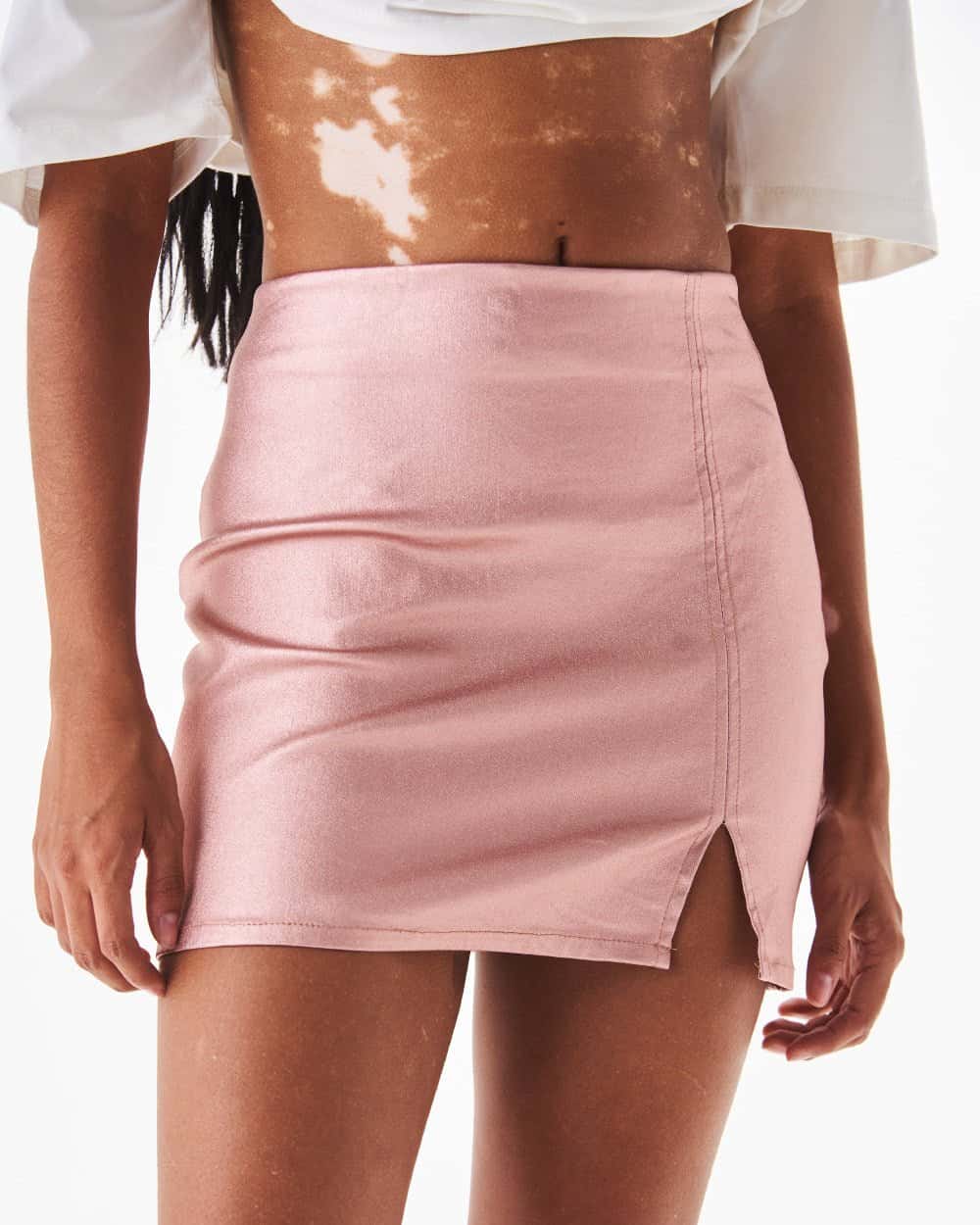 MINI SKIRT METALLIC PINK
