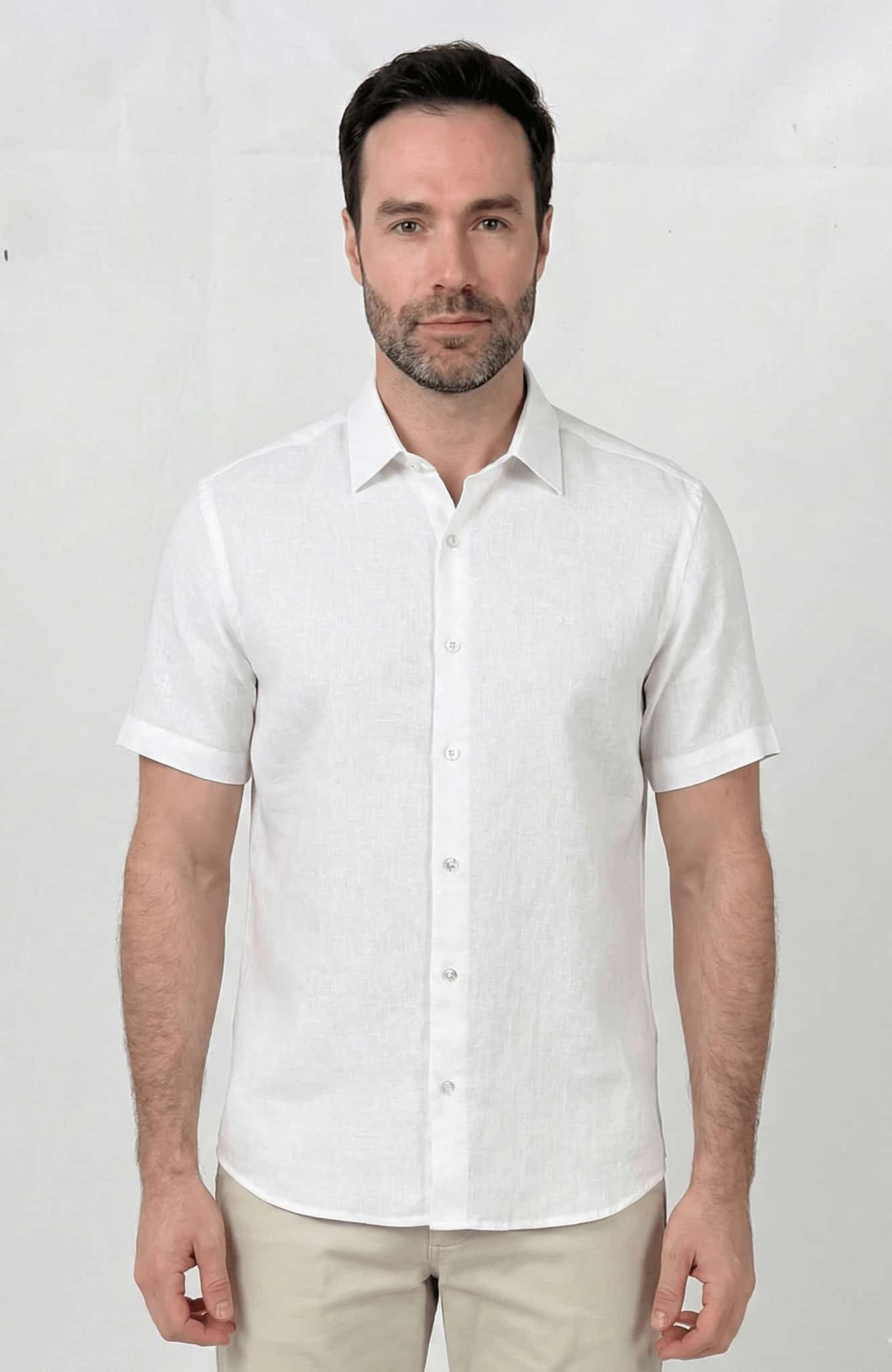 Camisa en lino manga corta para hombre Jon Sonen 017225031