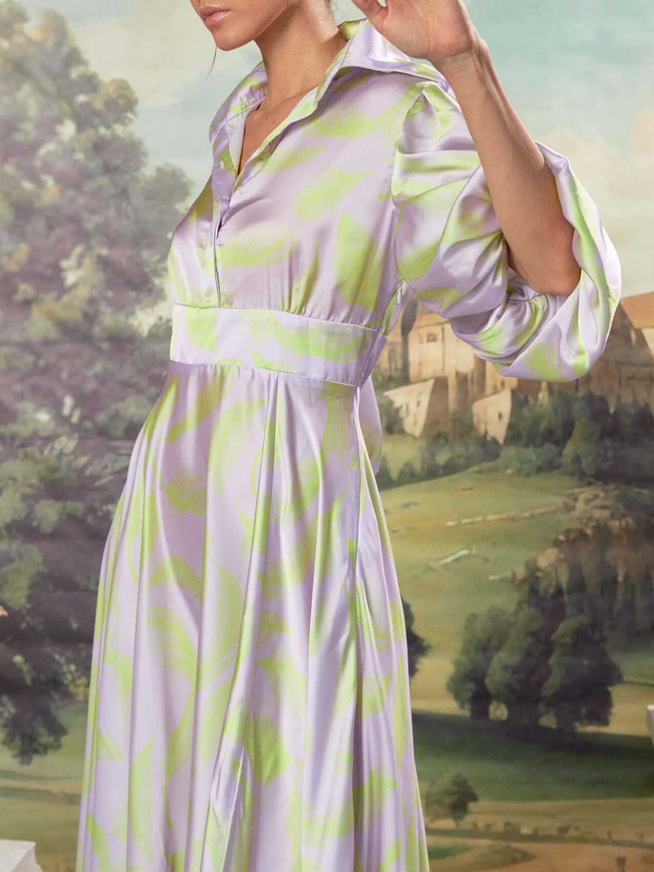 Vestido Ono Estampado Plumitas Lila - miniatura 3