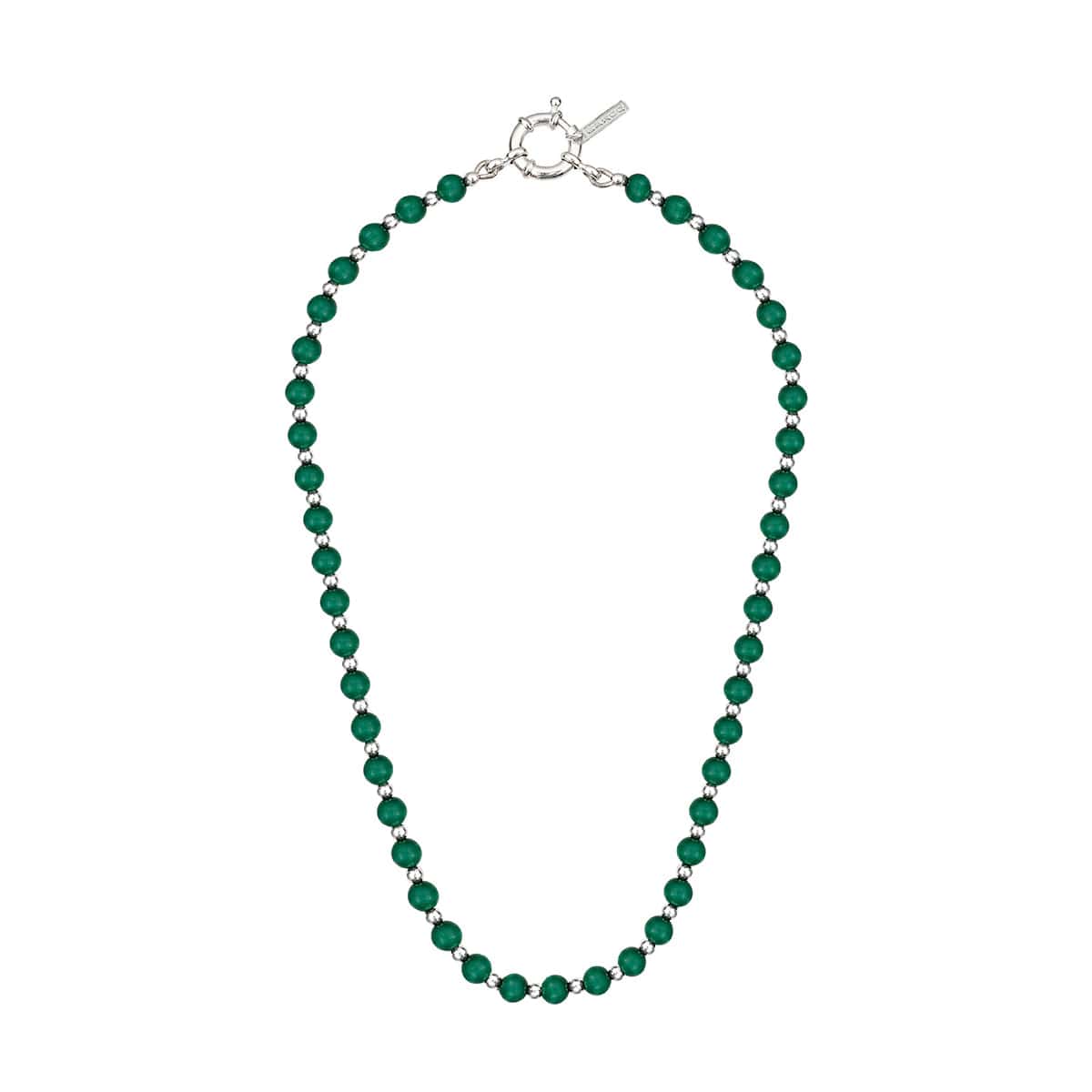 MALAQA NECKLACE | COLLAR DE MALAQUITA CON BALINES EN PLATA LEY 925 - miniatura 1
