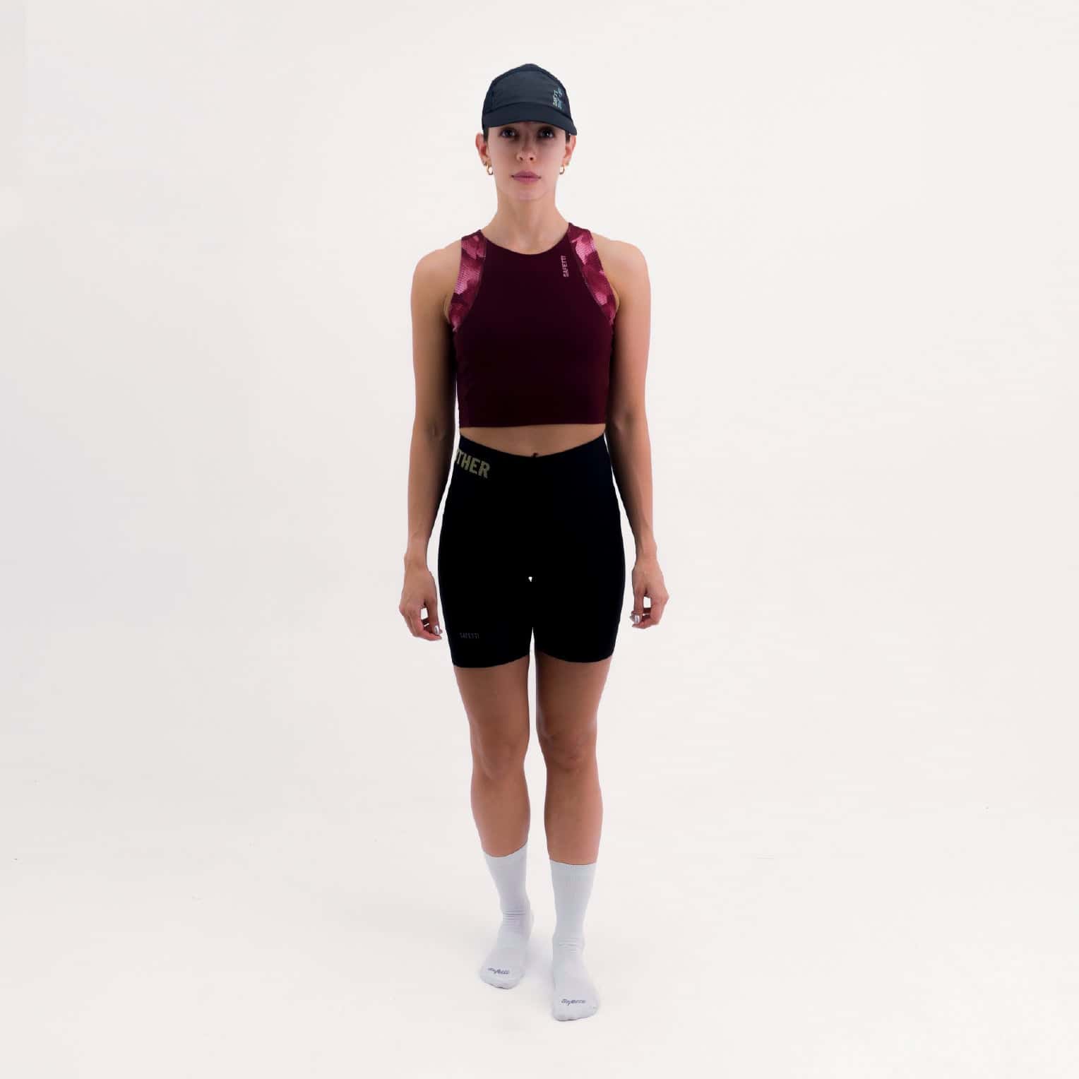 CROPTOP RUNNING/PÁDEL POCKET WINE PARA MUJER
