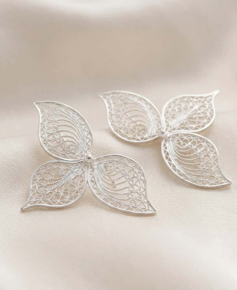 Arete Maxi Trébol en Plata Filigrana