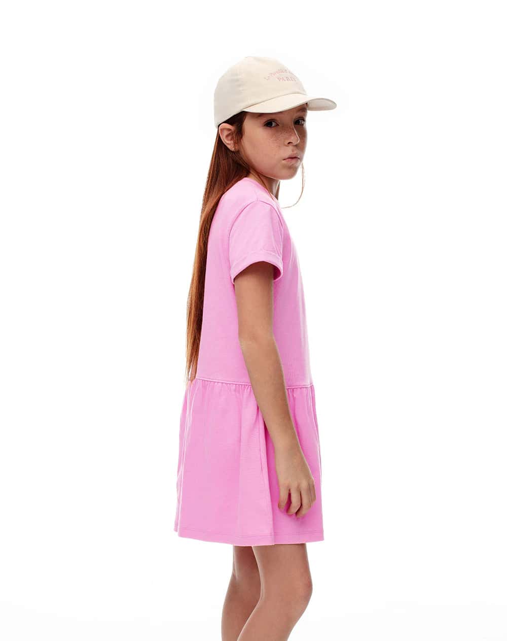 Vestido corto algodón rosa niña