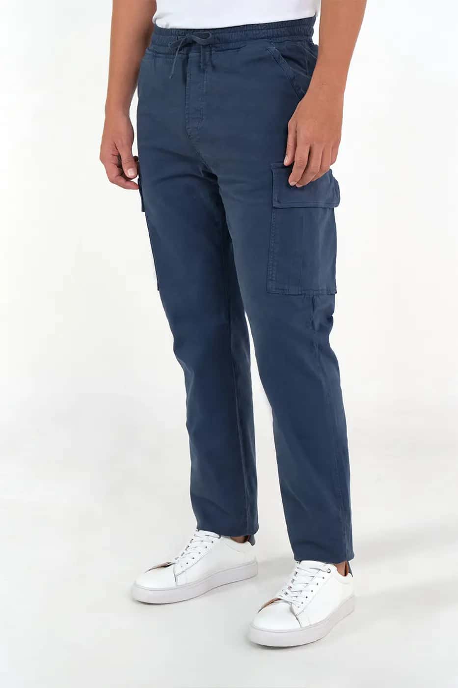 Pantalón Cargo Slim Fit Mezcla Algodón Azul Navy