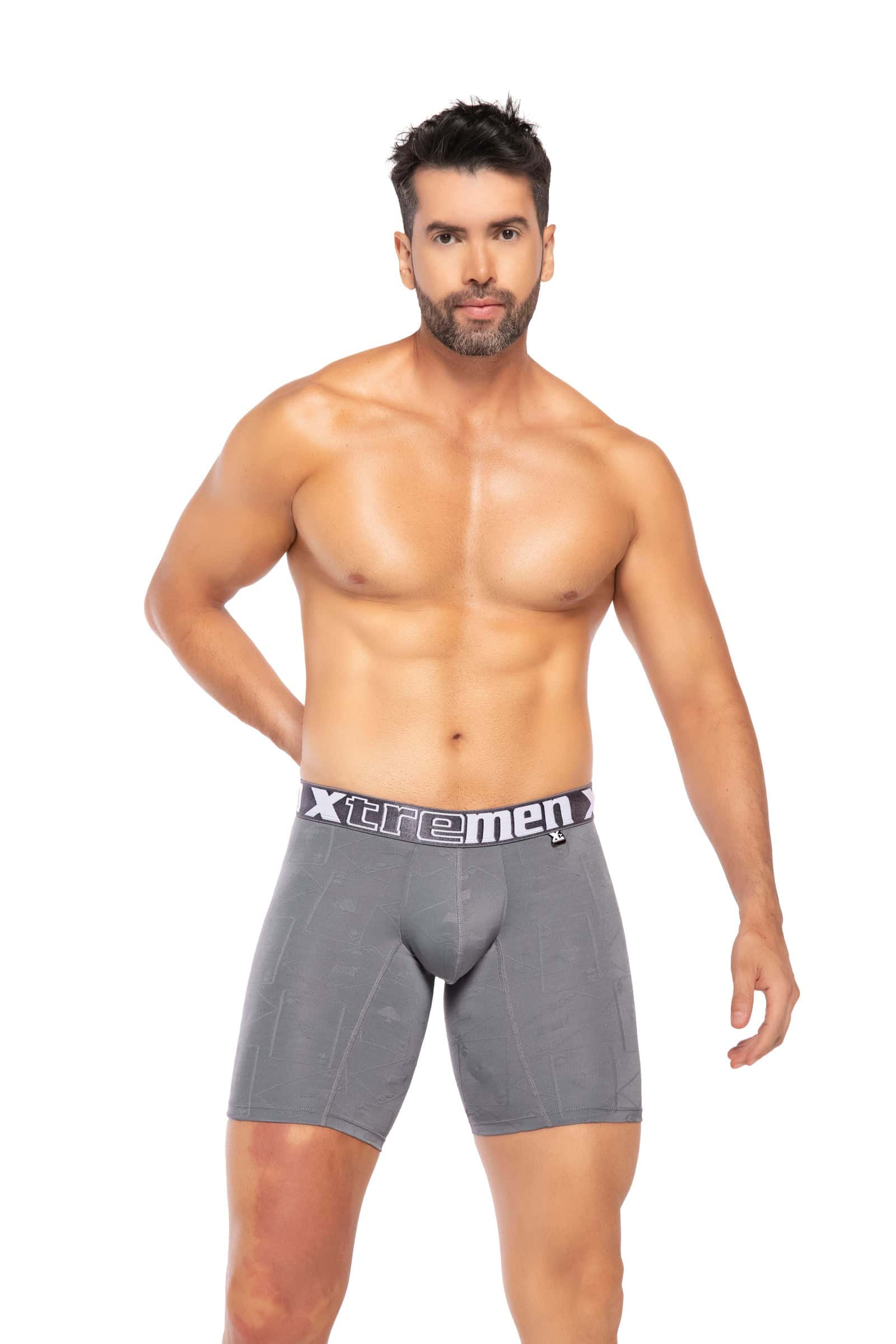 BOXER  CLÁSICO LARGO MICROFIBRA NAIPE GRIS OSC