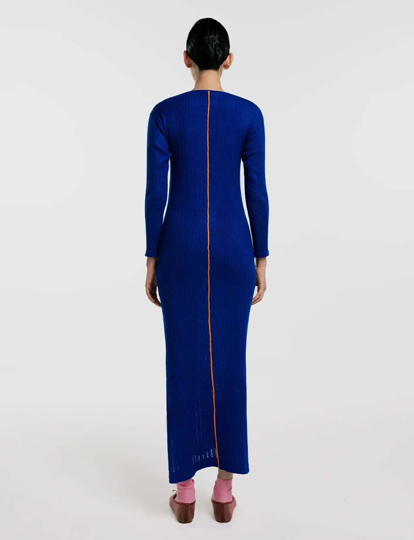 Vestido Largo Rib Azul - miniatura 2