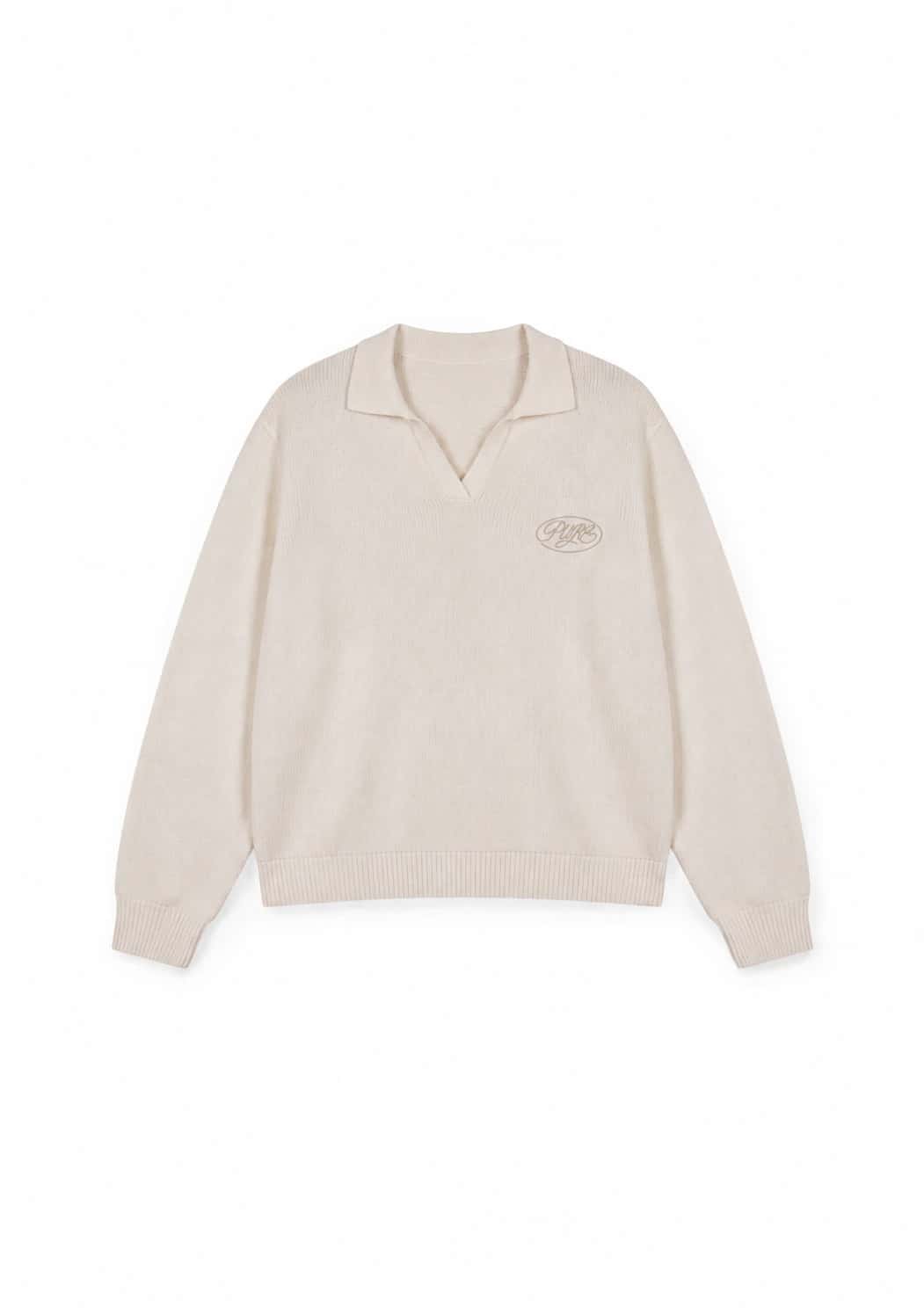 Across The Lines Ivory Knitted Polo