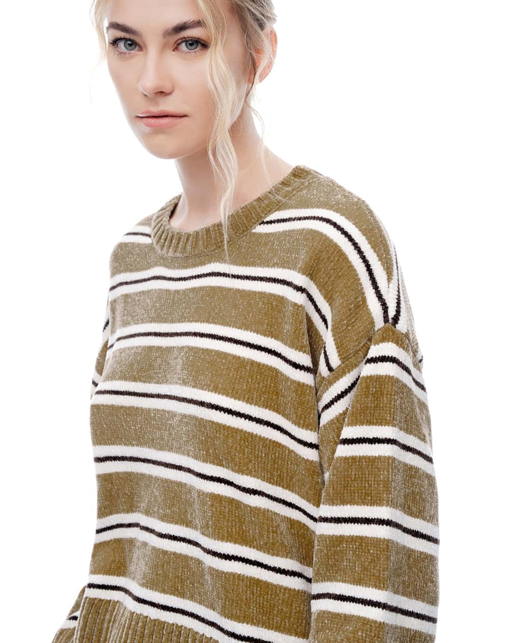 Buzo oversize caqui rayas mujer