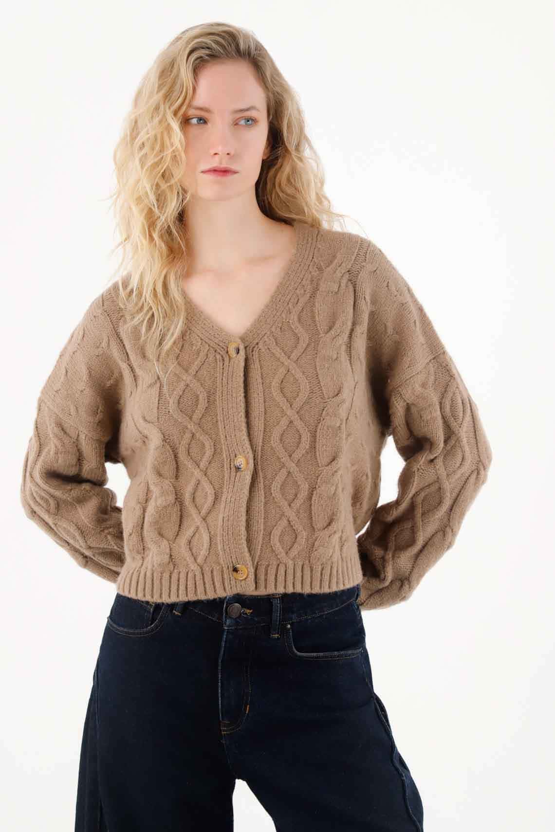 Buzo tejido con botones para mujer