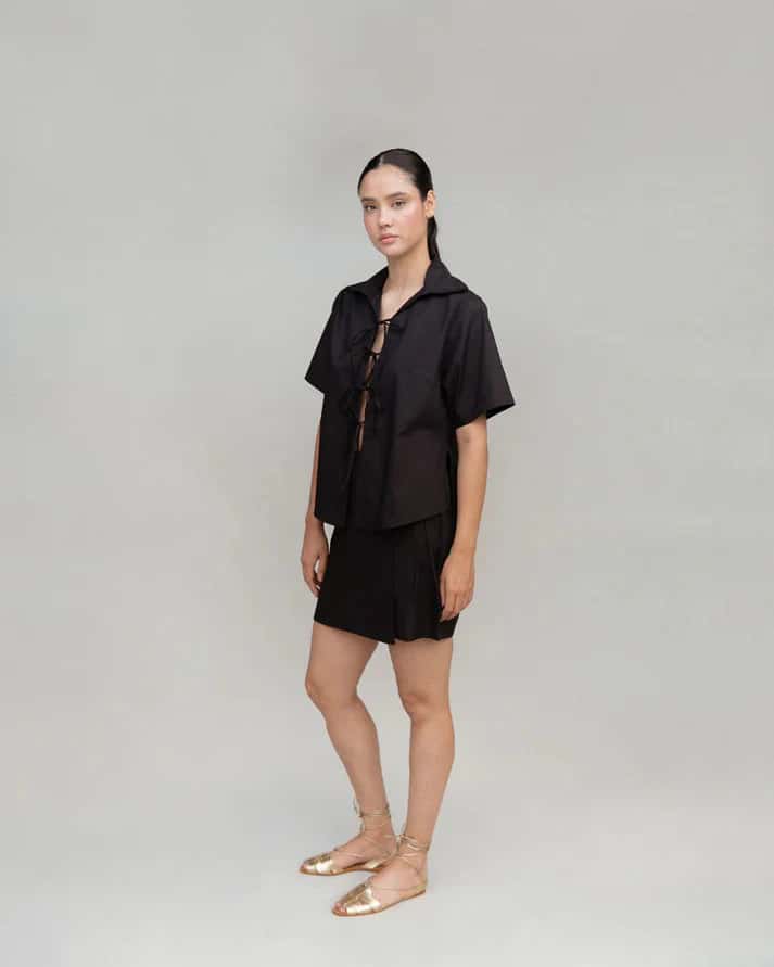 FALDA SHORT ENTRELAZOS NEGRO - miniatura 2