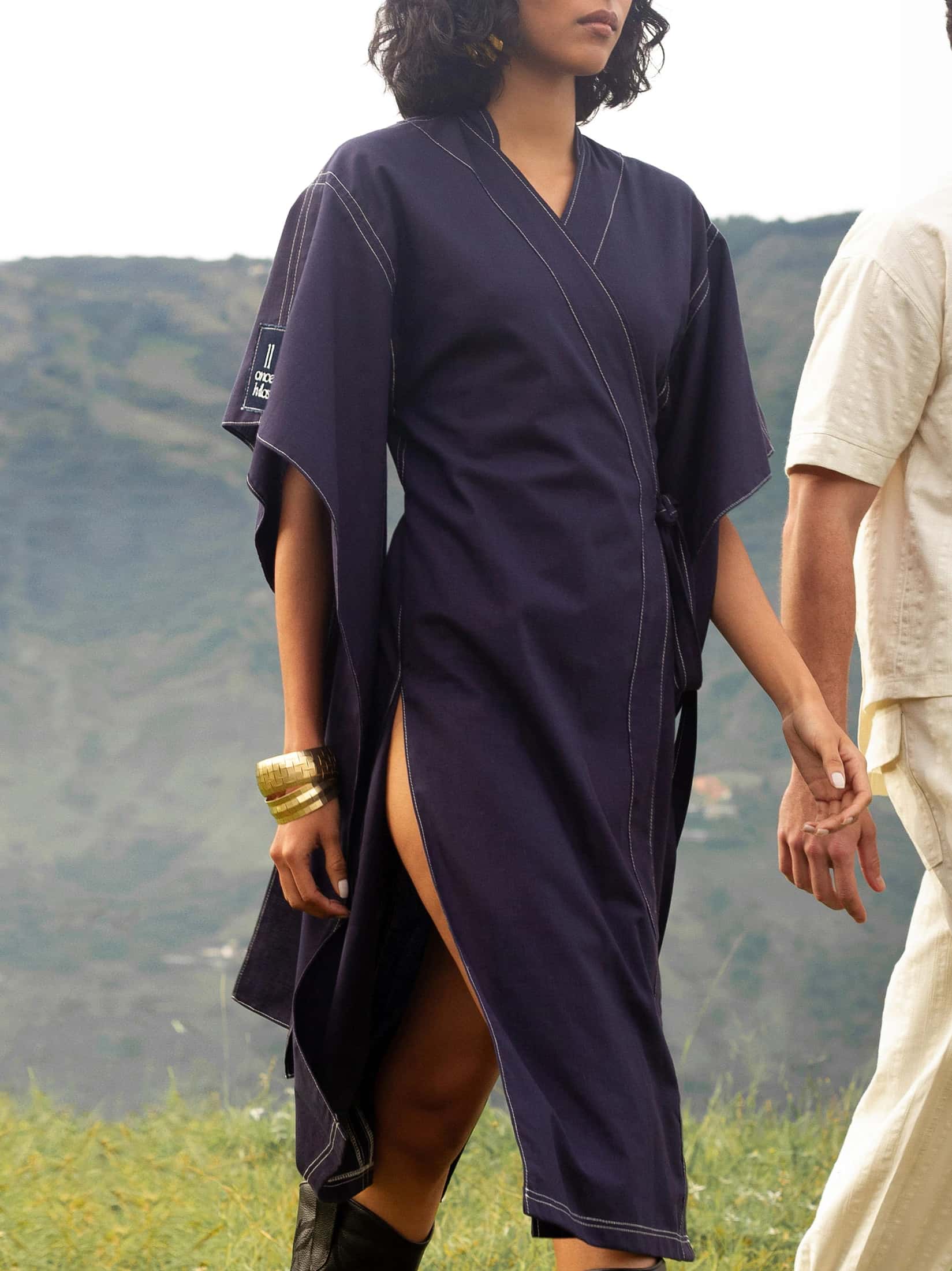 Kimono Azul Marino en Algodón - miniatura 2