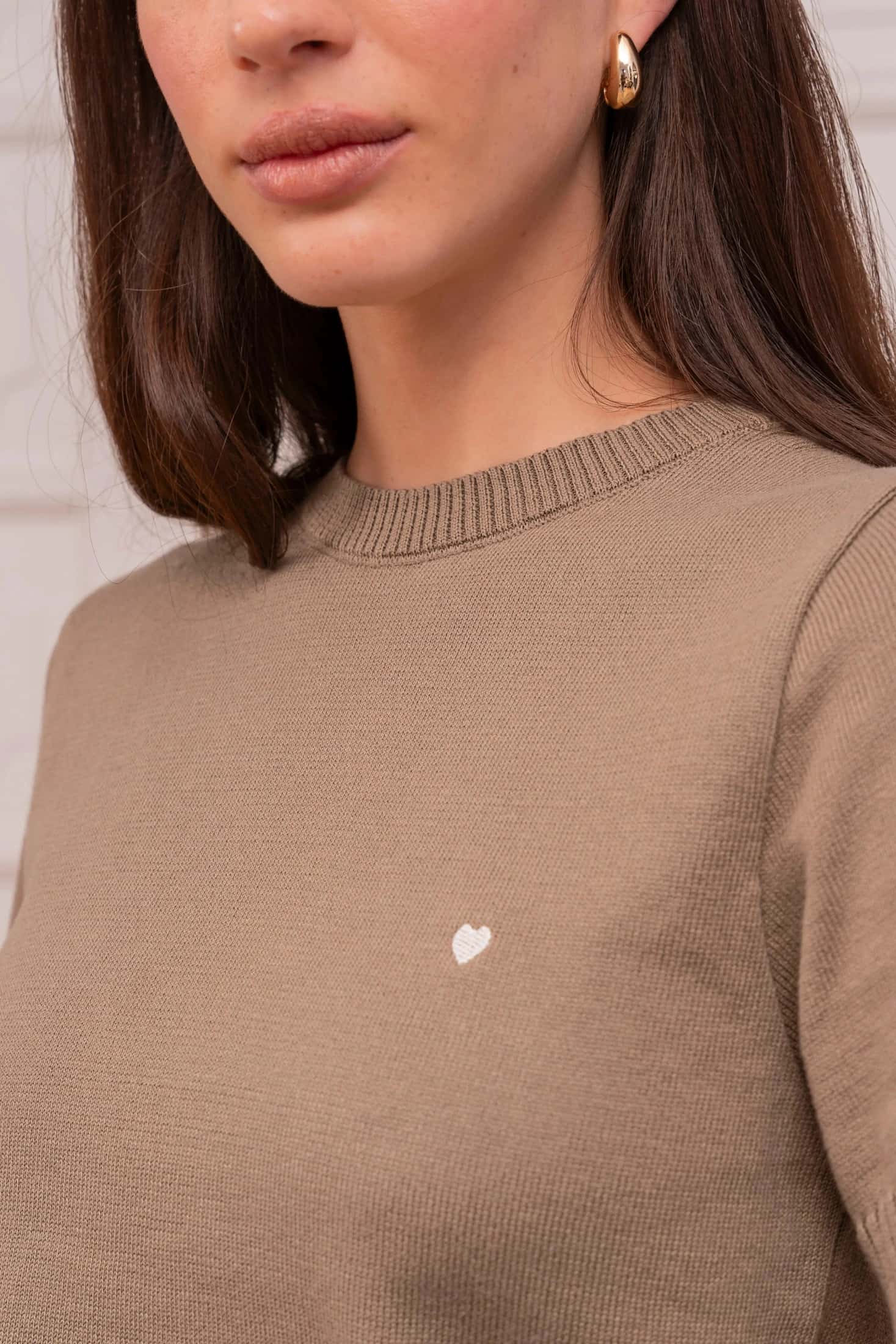 Camiseta Heart Tejida Mujer Camel - miniatura 4