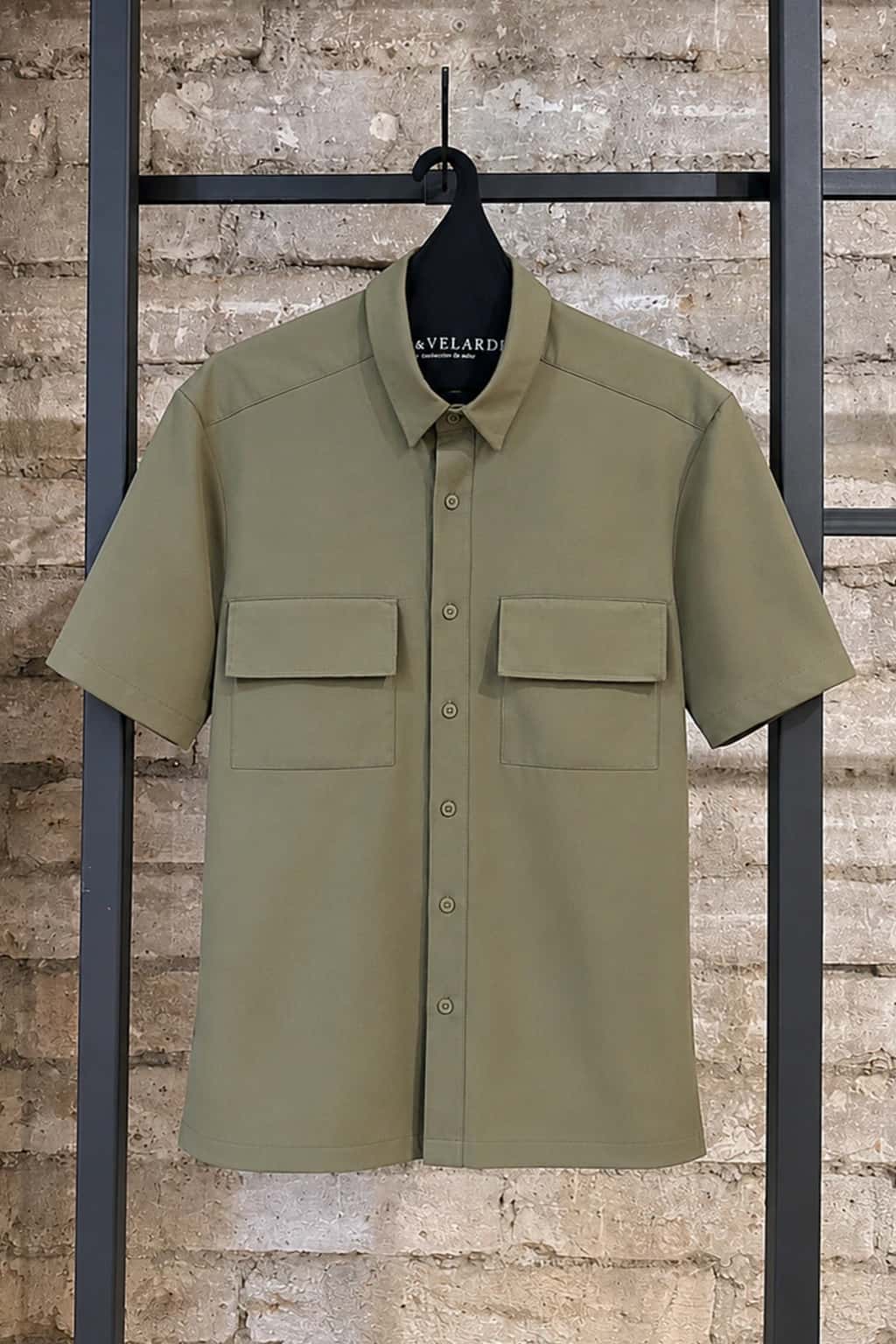 Camisa Para Hombre Manga Corta Verde Oliva