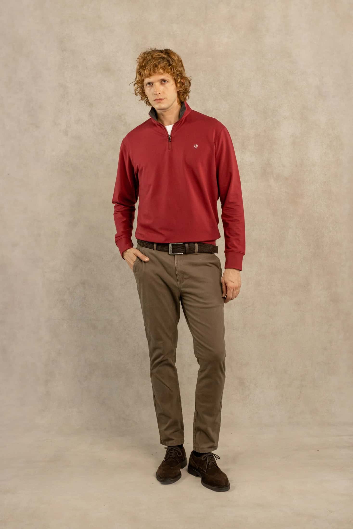 Halfzip Antimanchas Vinotinto - miniatura 2