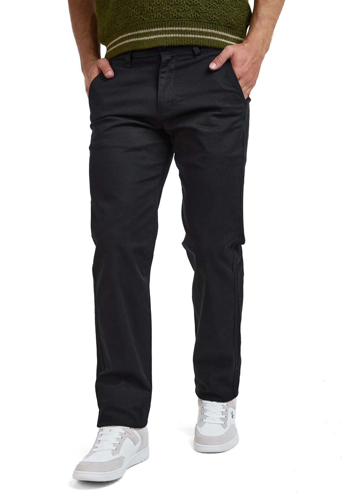 Pantalón dril negro con spandex y textura