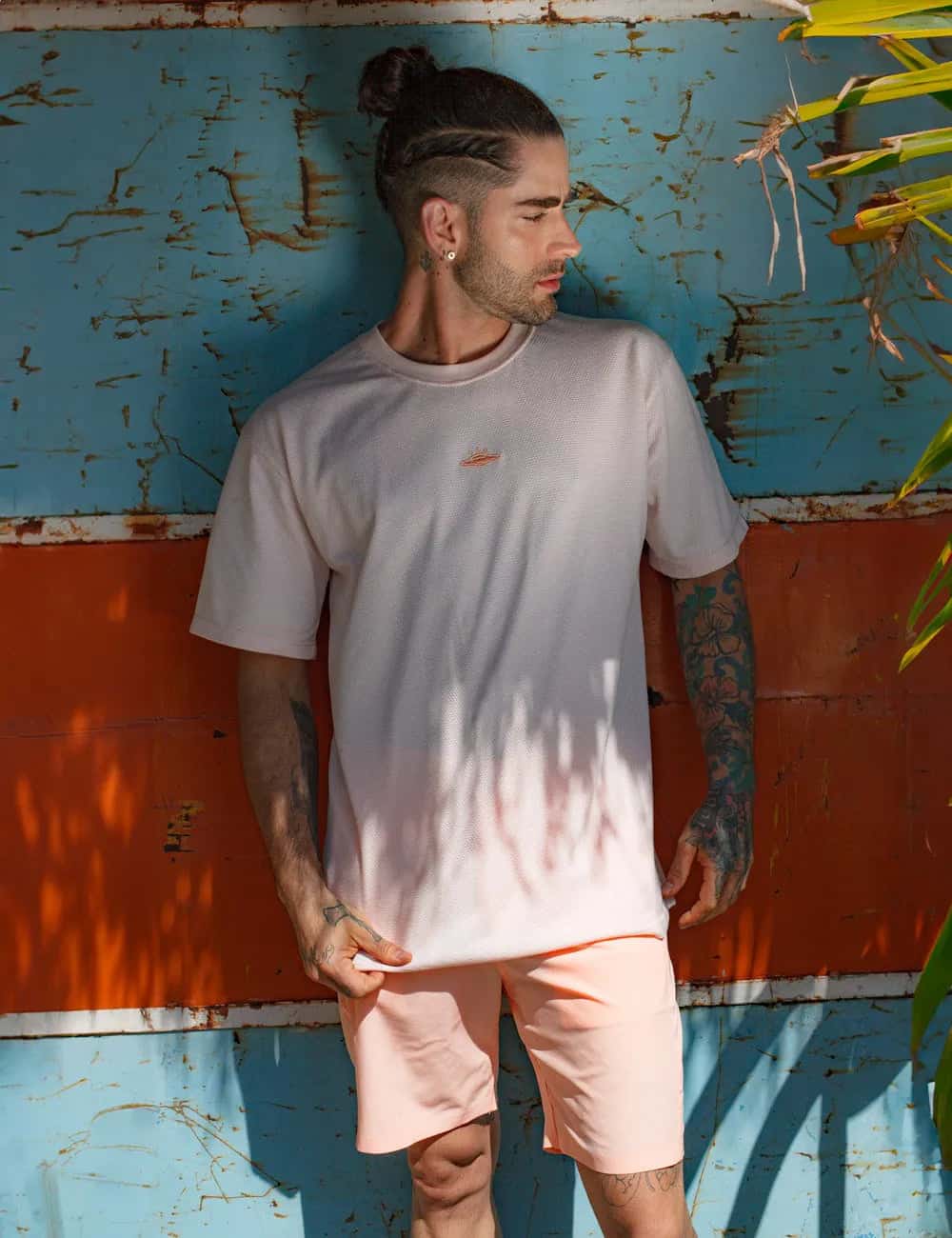 Camiseta Oversize Hawaii rosa Hombre