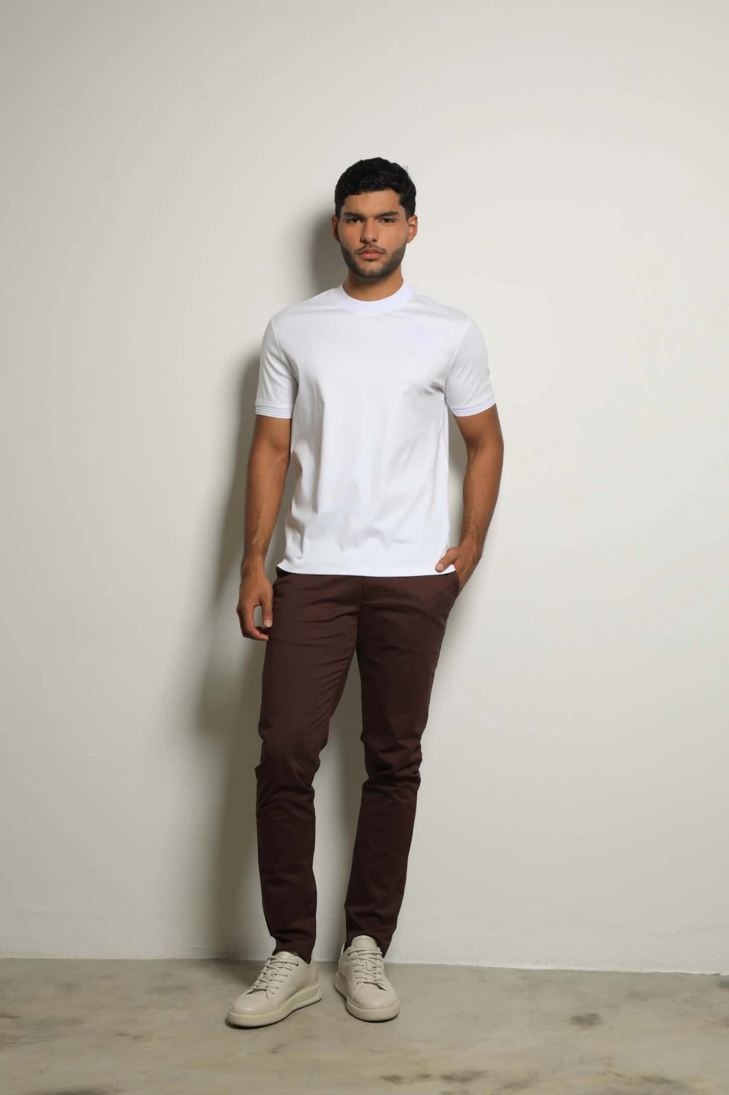 Camiseta Mercerizada Blanco/Detalle Cuello-Puños