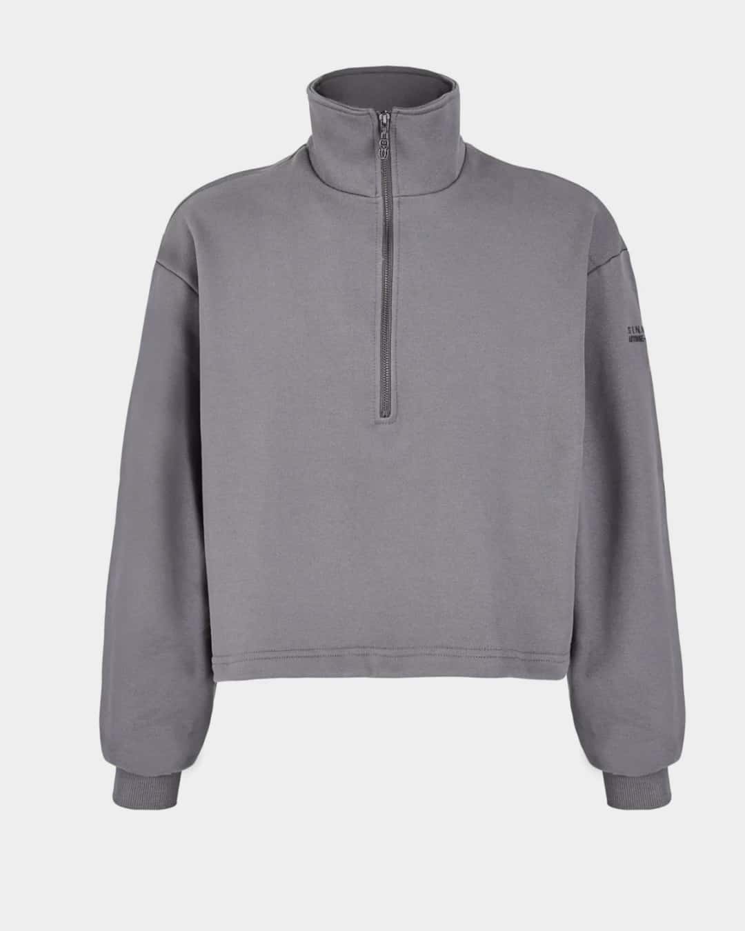 MONOGRAM HALF ZIP GRAY SWEATER