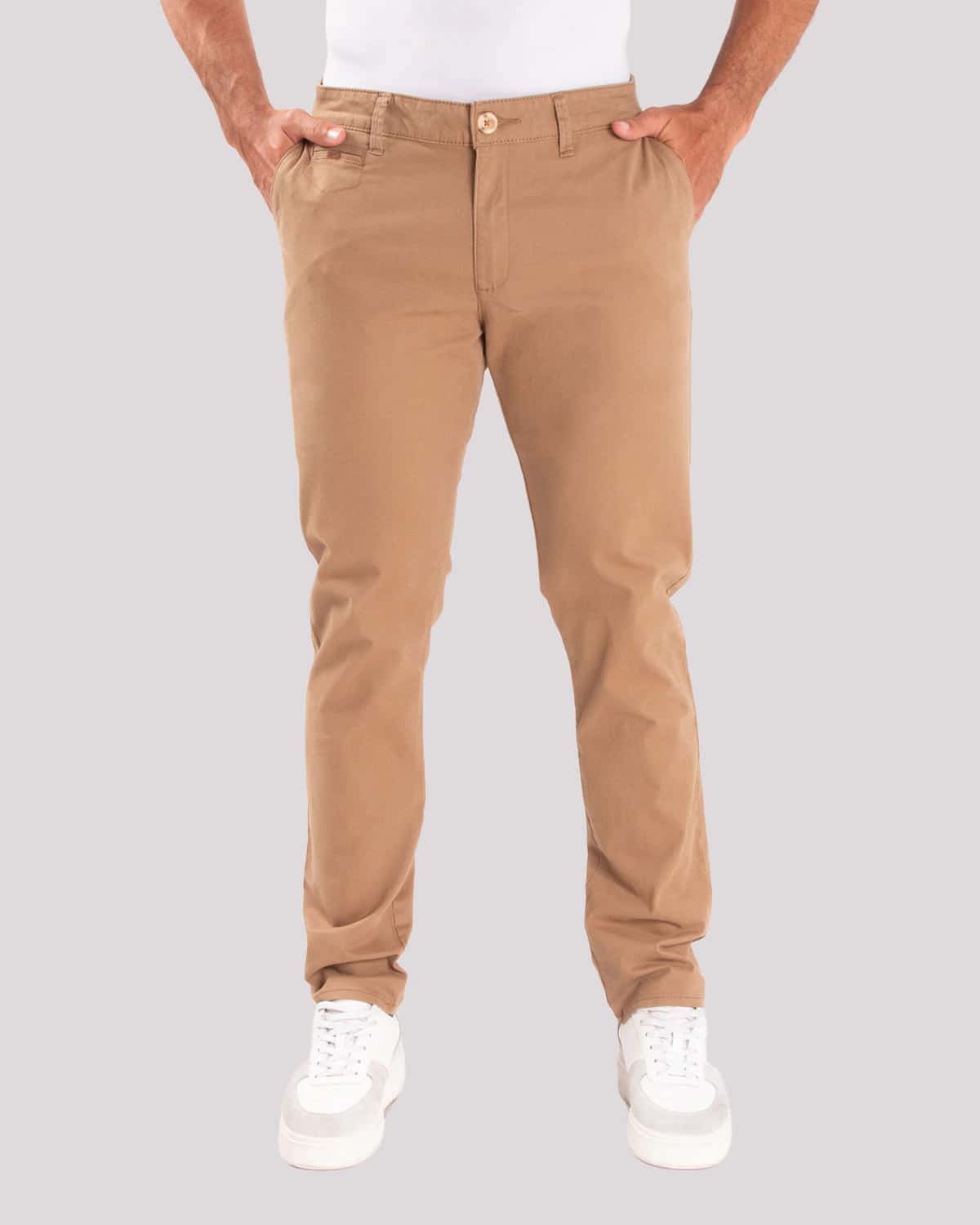 Pantalon slim cafe para hombre