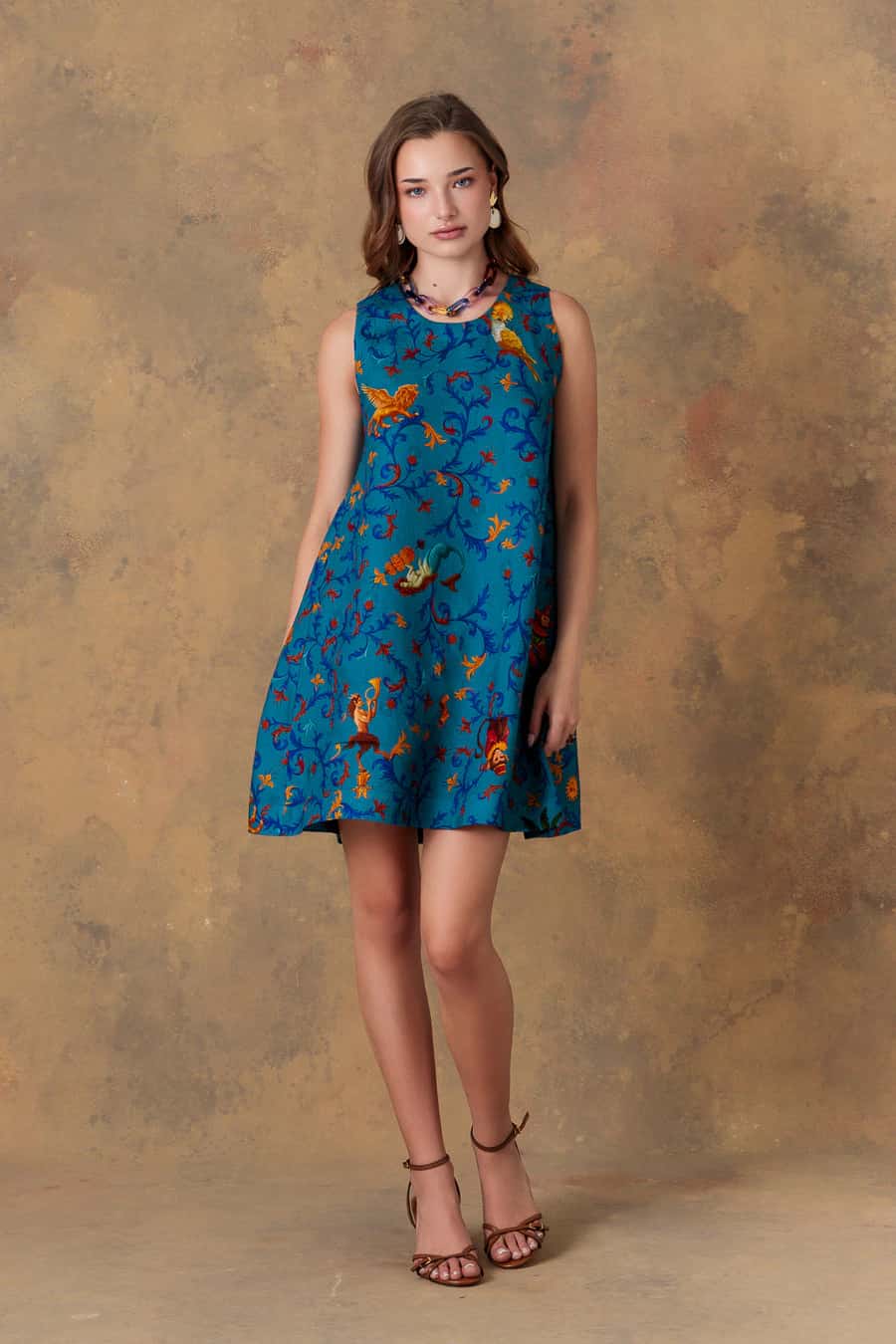 Women's dress linen delphos teal