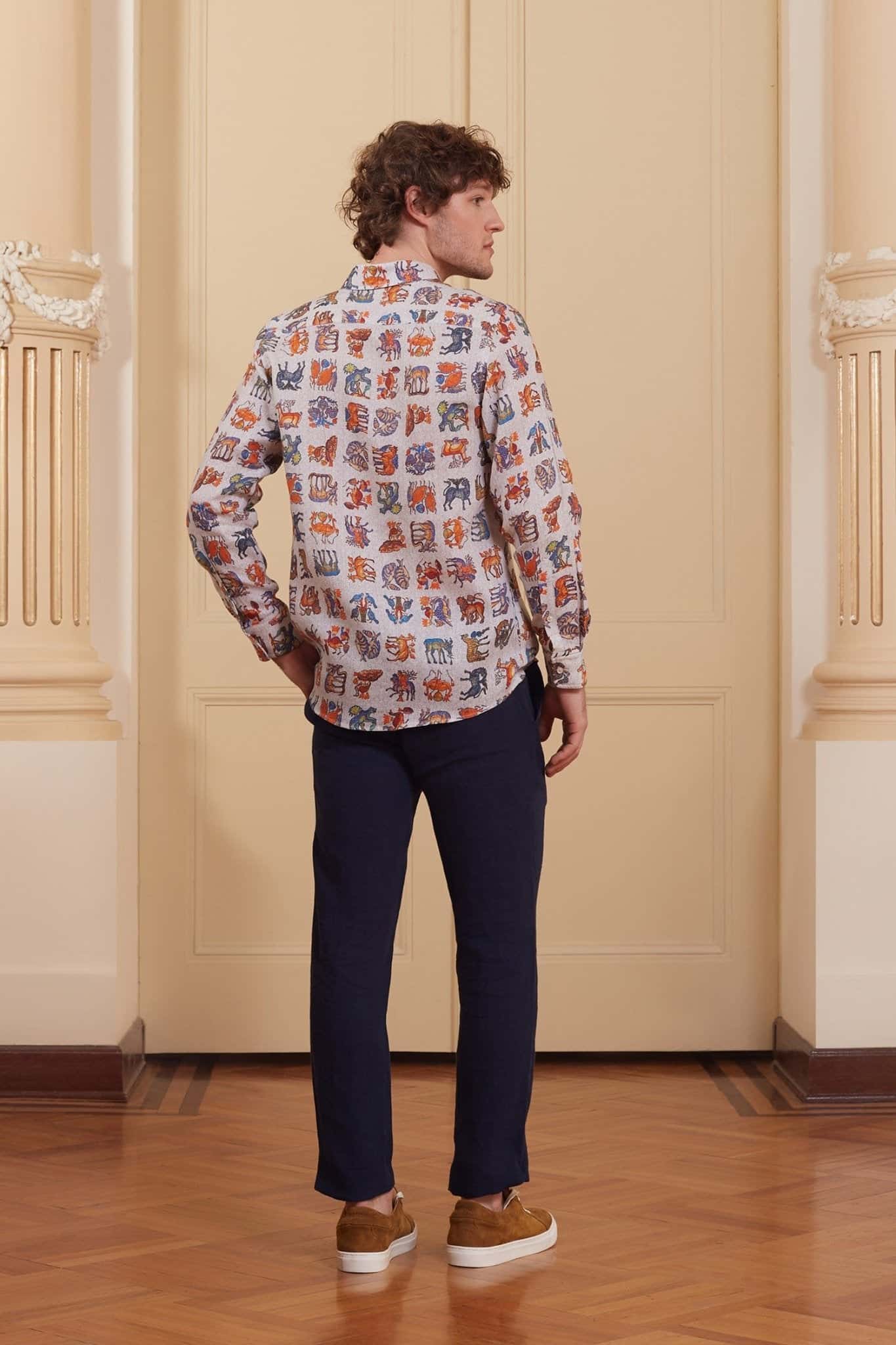 Men's linen shirt white justiniano - miniatura 5