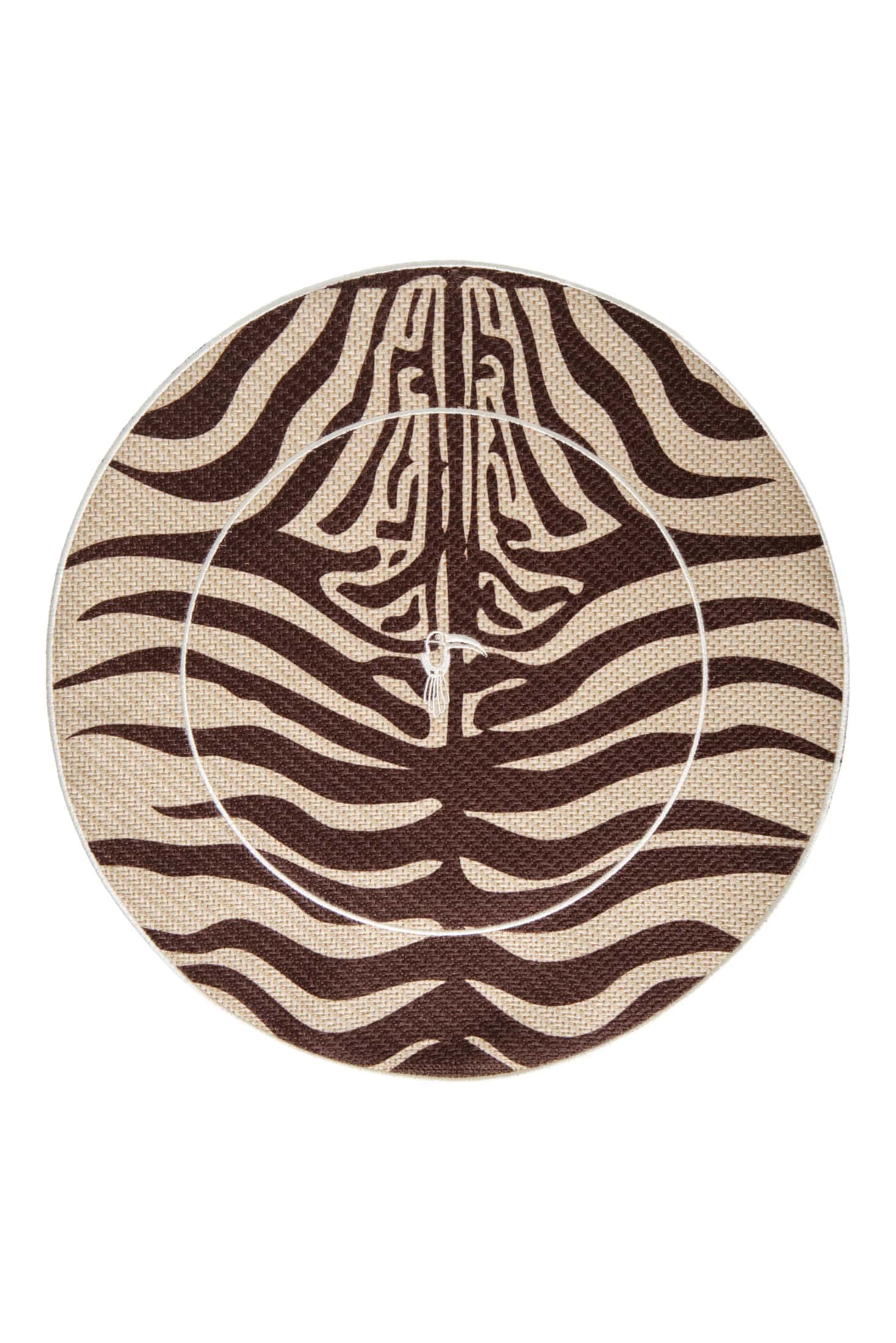 Zebra Embroidered Placemats Set of 4 / Brown