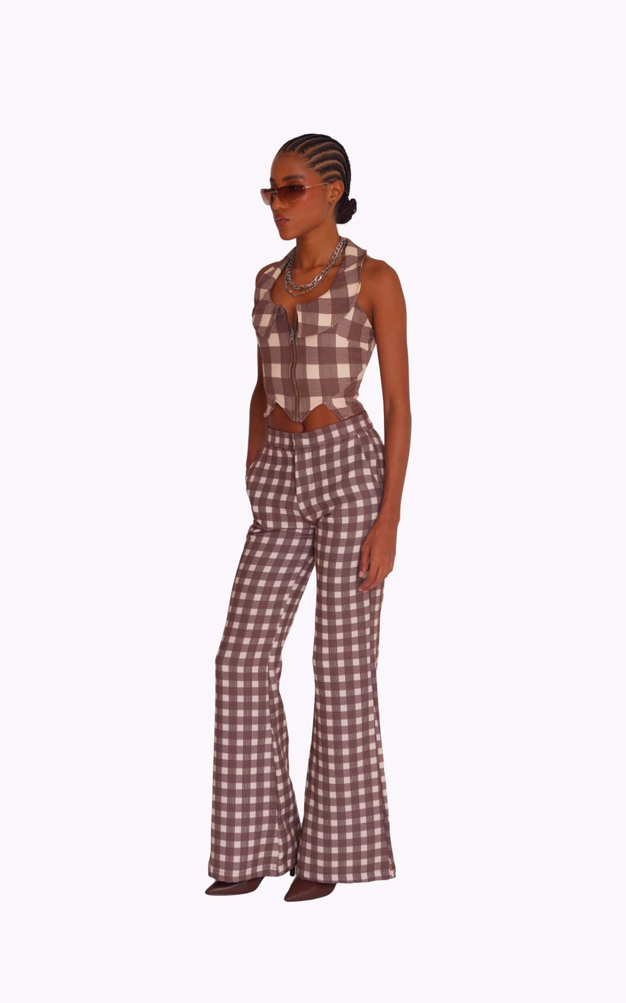 BROWN GINGHAM TOP - miniatura 4