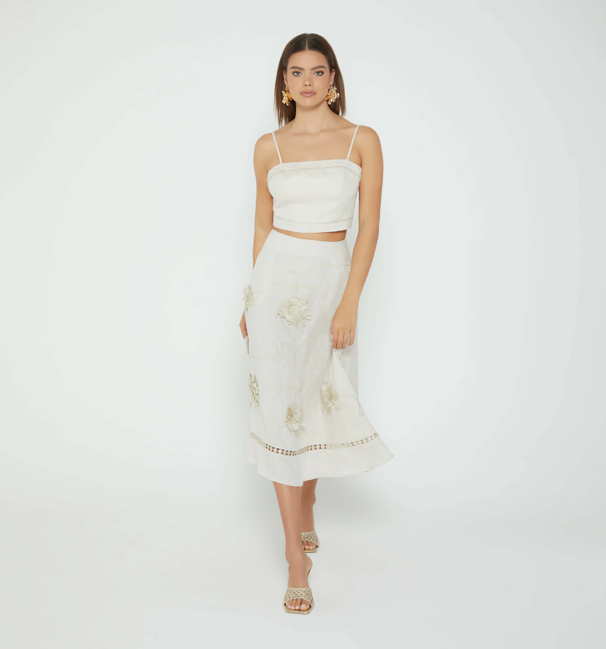 Falda midi flores