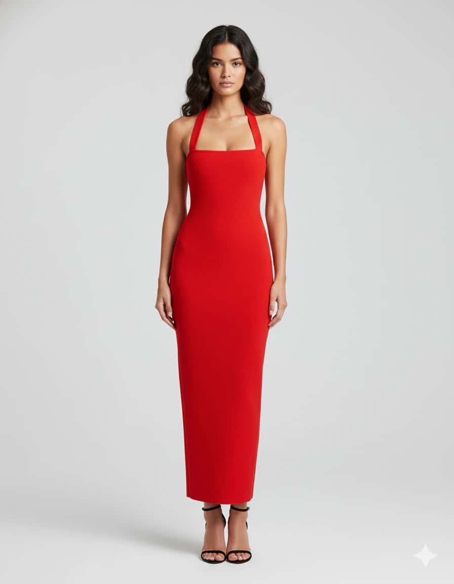 Halter Neck Slim Fit Maxi Dress