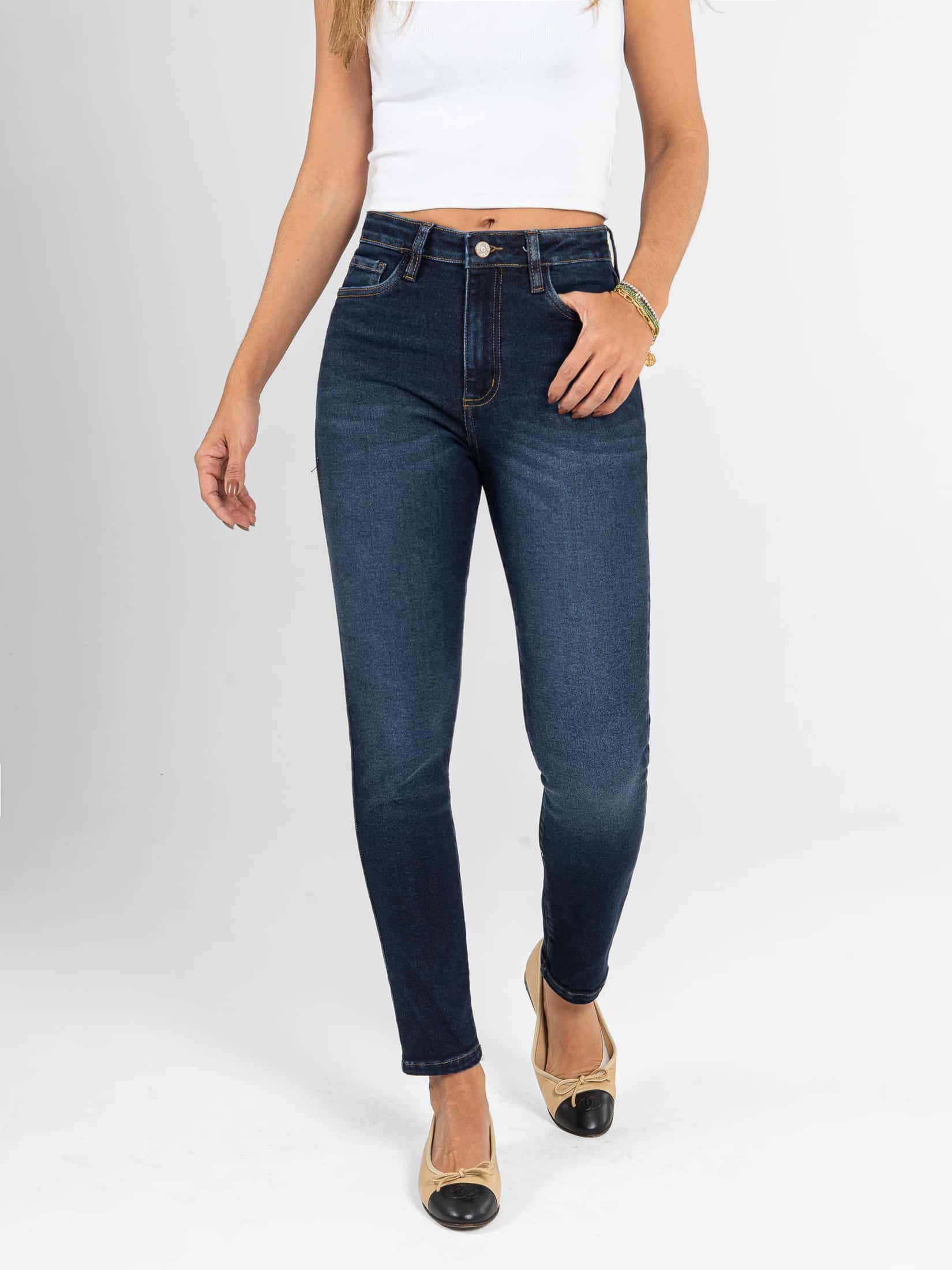 Ref: 066617 Jean Skinny stretch, tiro alto, tono azul oscuro - miniatura 4