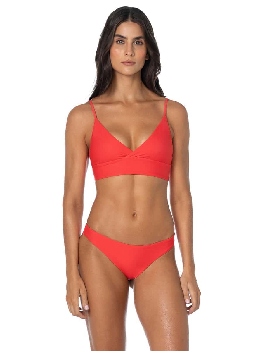Maaji Scarlet Ocean Criss Cross Long Line Triangle Bikini Top