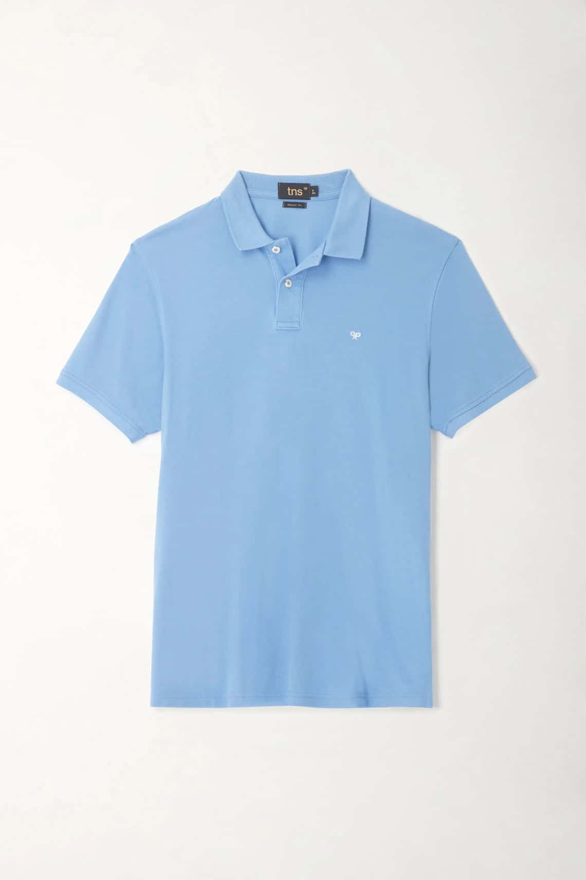 Polo azul con raqueta multicolor con textura suave para hombre