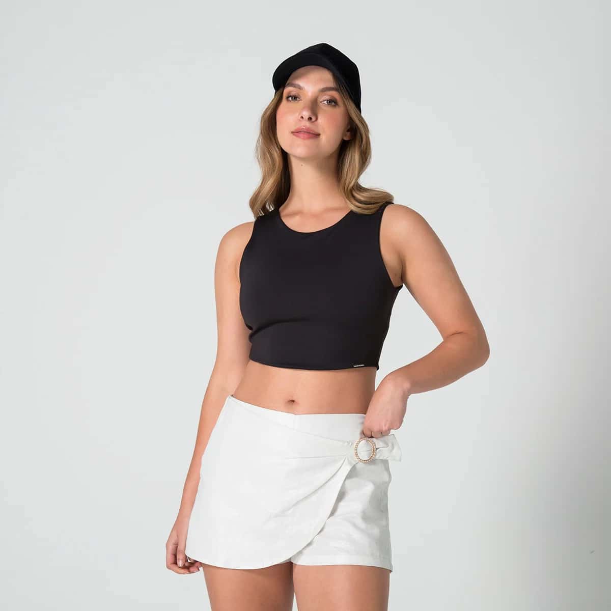 Blusa Crop Top Slim Manga Sisa Nova
