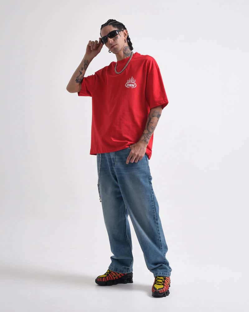 Camiseta Roja Oversize Rebels Fire - miniatura 3
