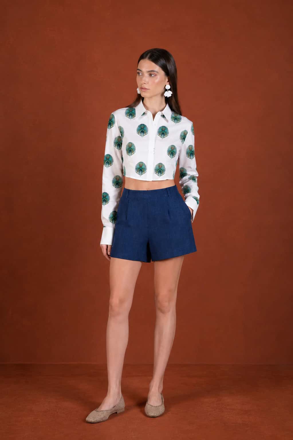 Women's Ventaglio linen shirt blue