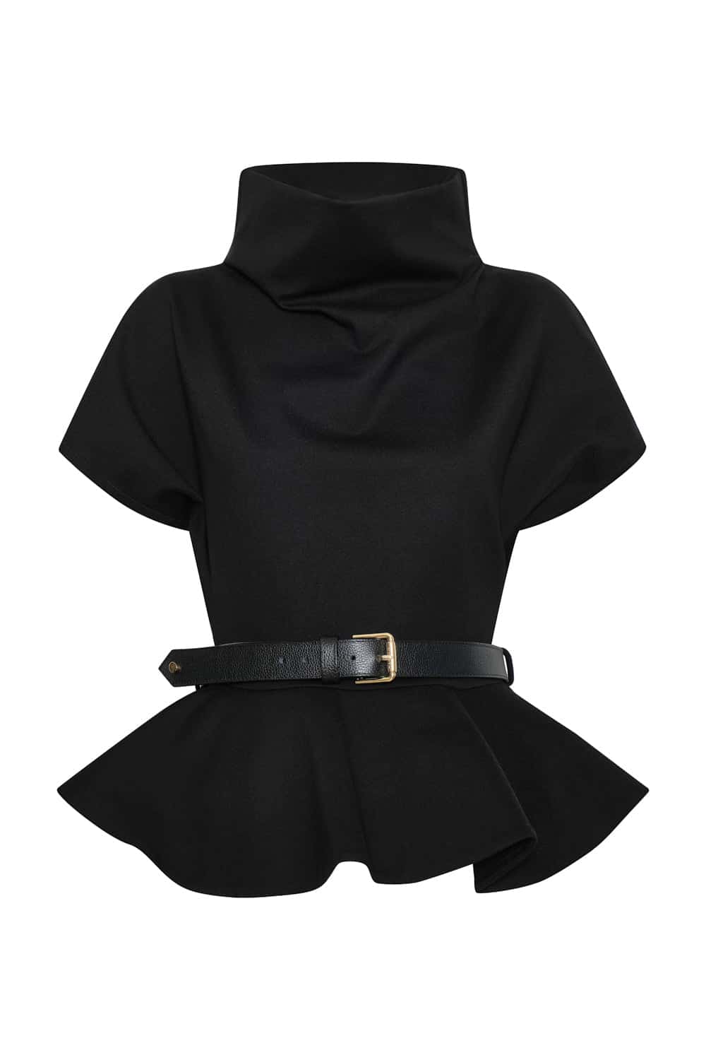 Blusa caoba negro con cinturón