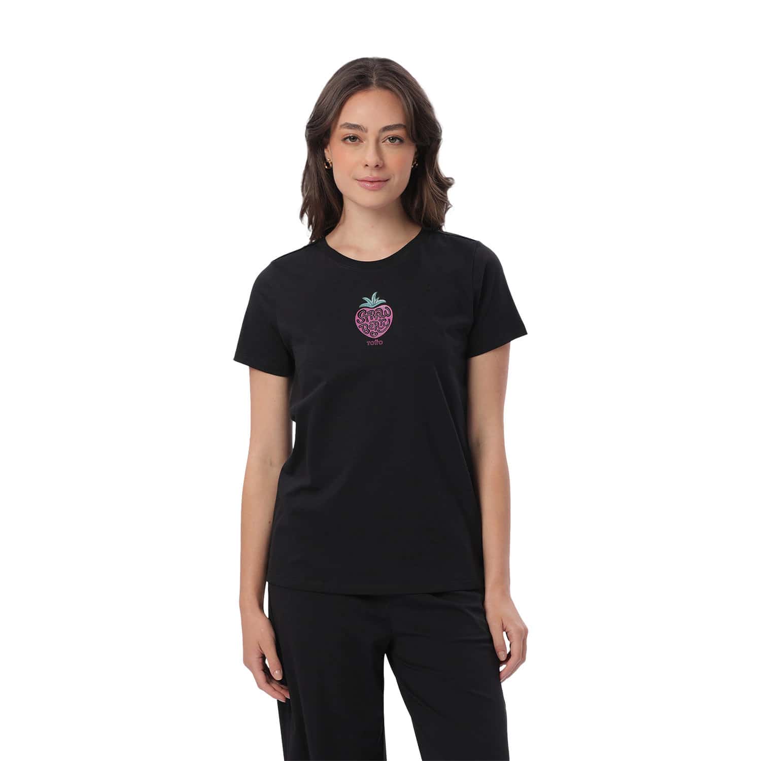 Camiseta Estampada para Mujer Prime Manga Corta Negra