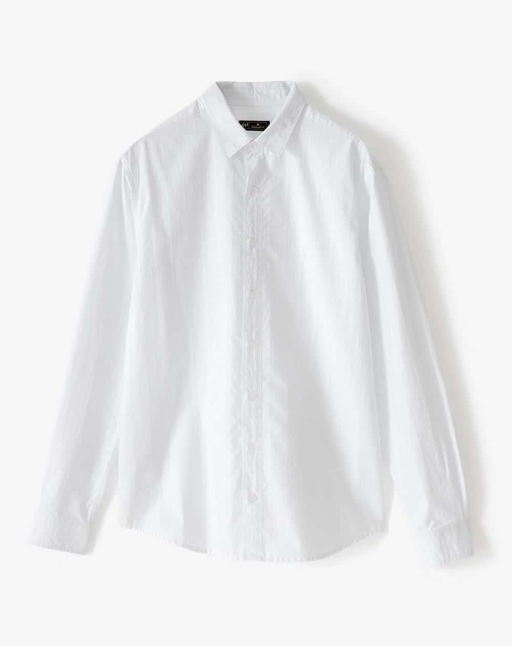 Camisa regular manga larga blanca hombre