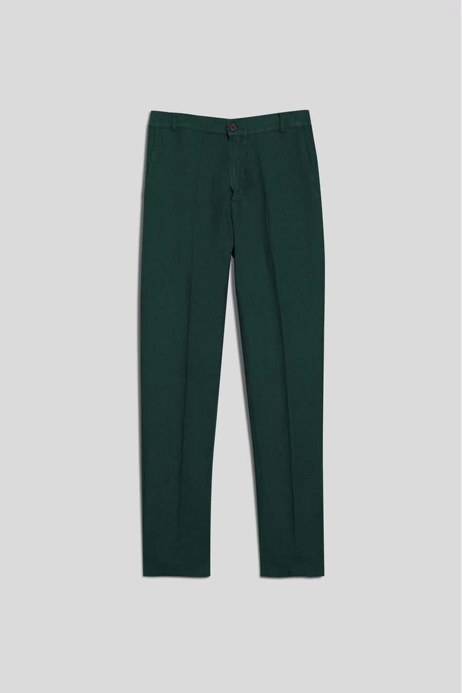 Men's linen pants dark green donato