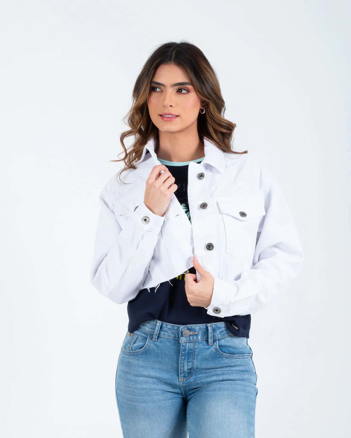 Chaqueta blanca denim para mujer