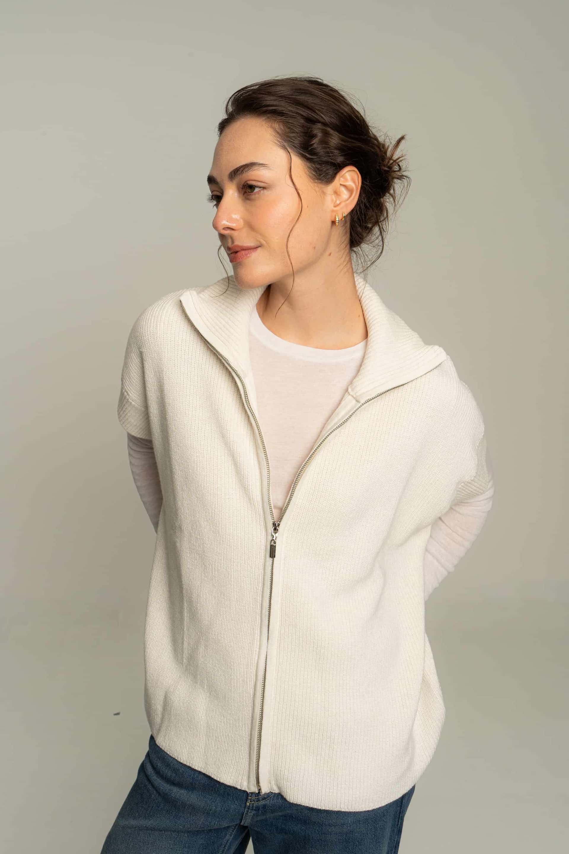 Chaleco zipper - crudo