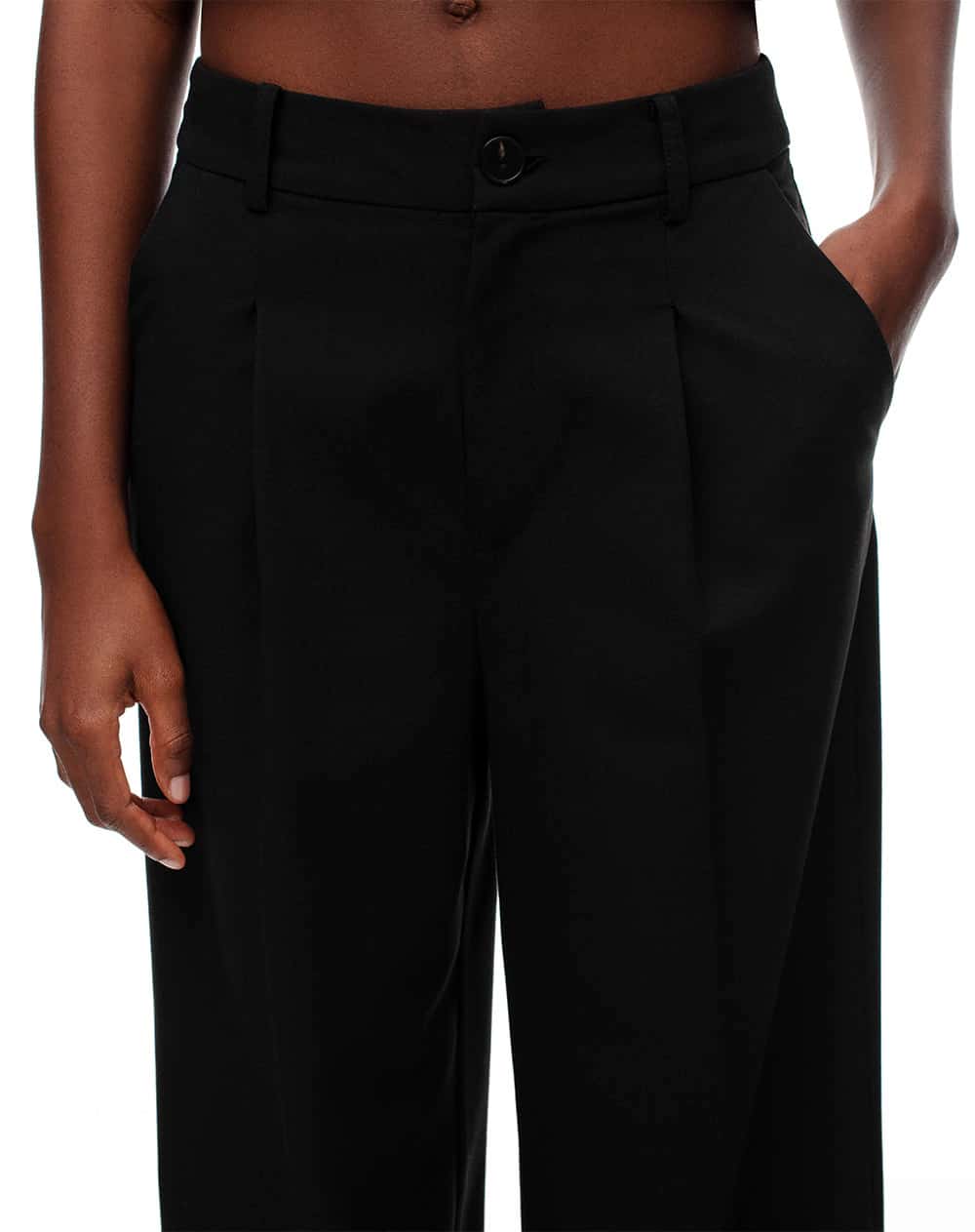 Pantalón wide leg tiro alto negro mujer