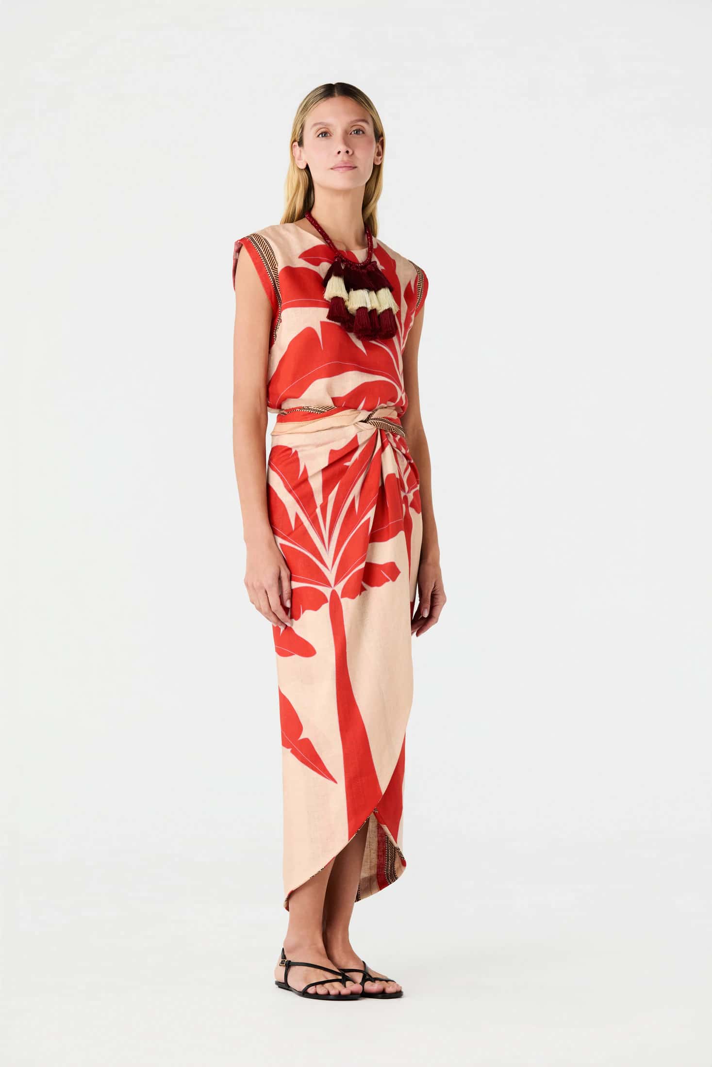 Montera Linen Top / Orange Palms