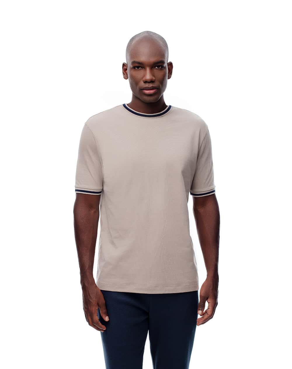 Camiseta relax algodón taupe hombre