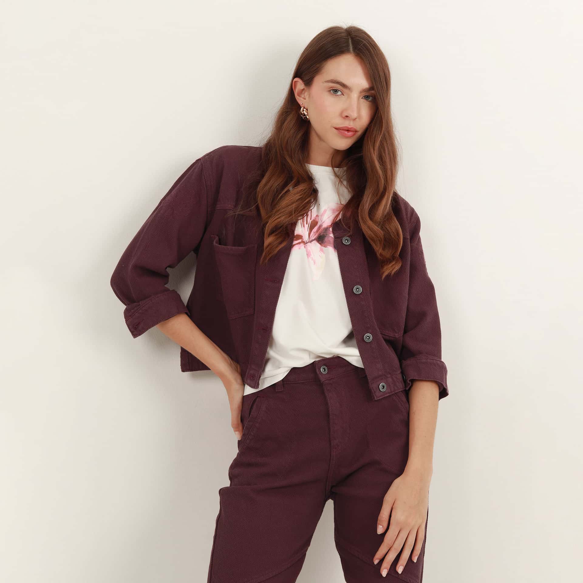 Chaqueta cazadora cuello sport manga larga con bordado - miniatura 4