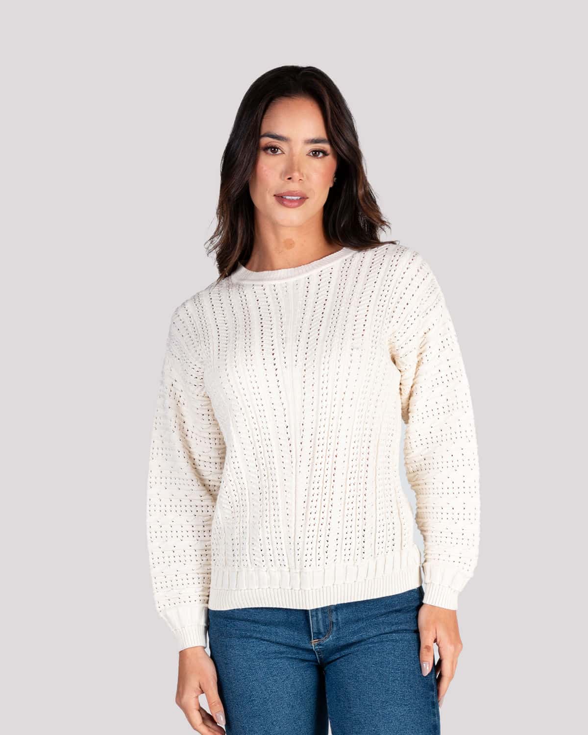 Sweater tejido ivory para mujer
