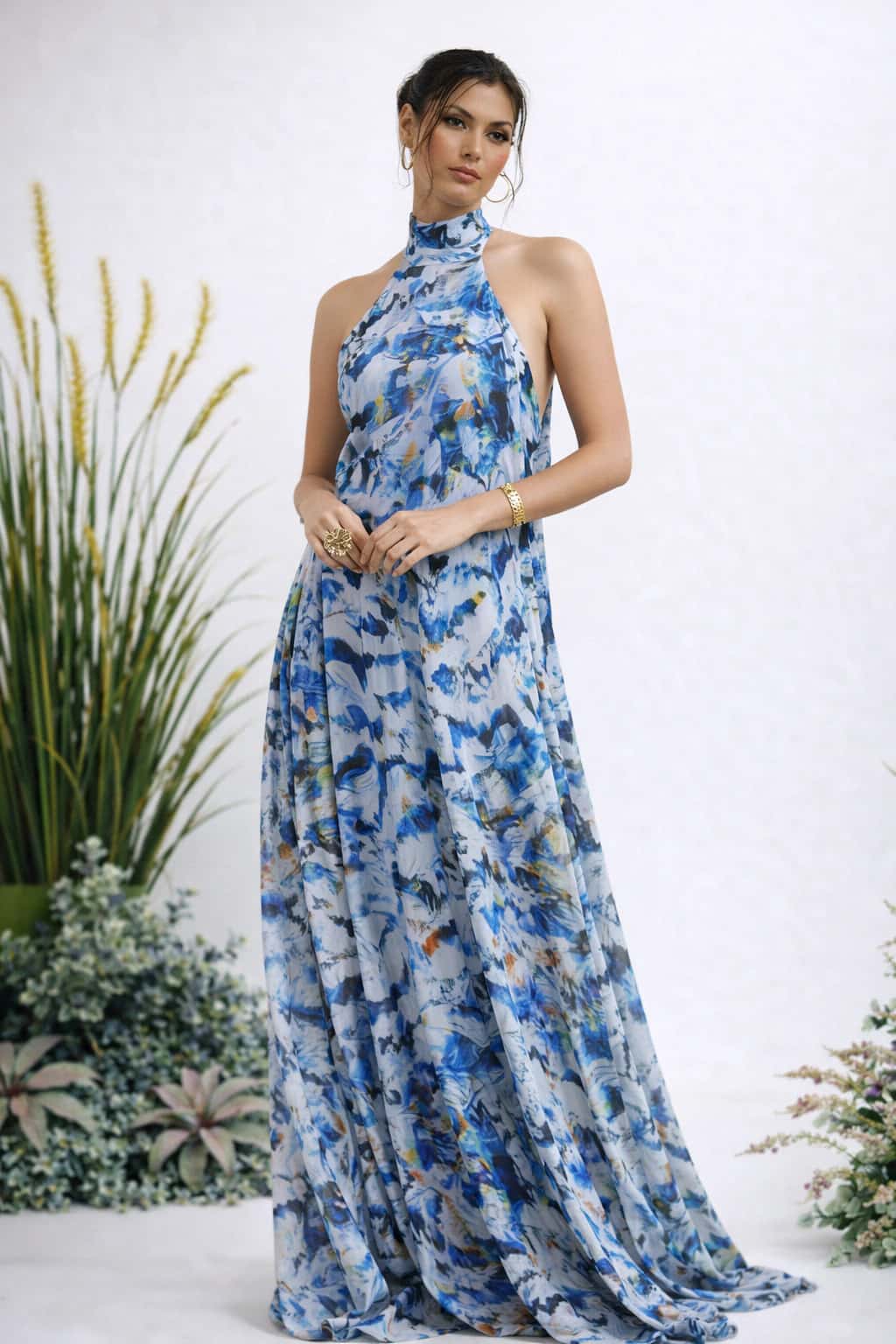 Vestido Apolinary Feathers Azul - miniatura 3