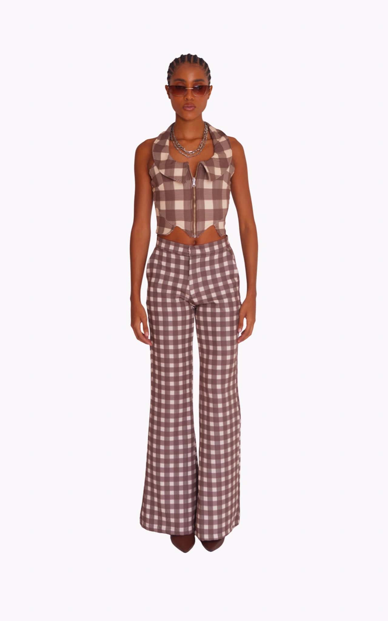 BROWN GINGHAM TOP - miniatura 5