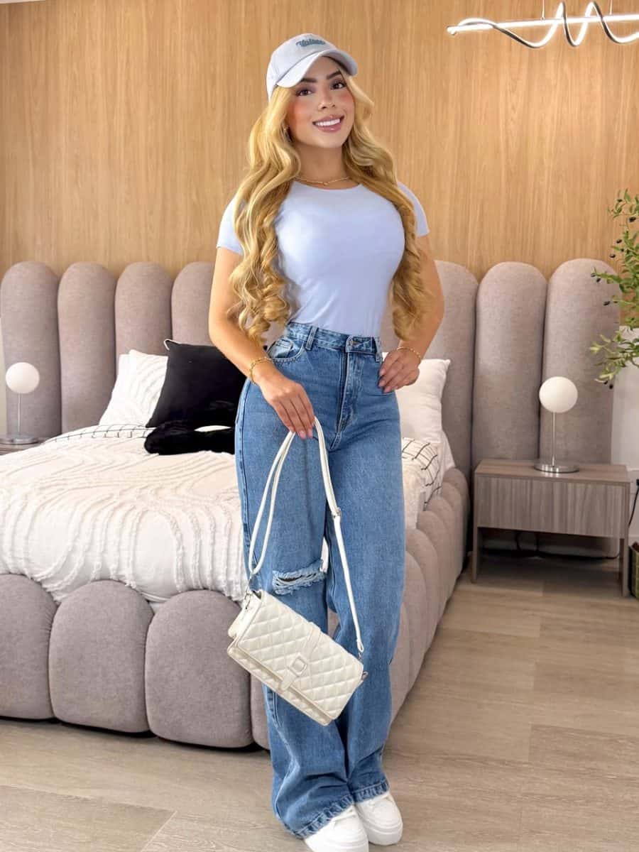 Blusa Dalis larga Celeste)