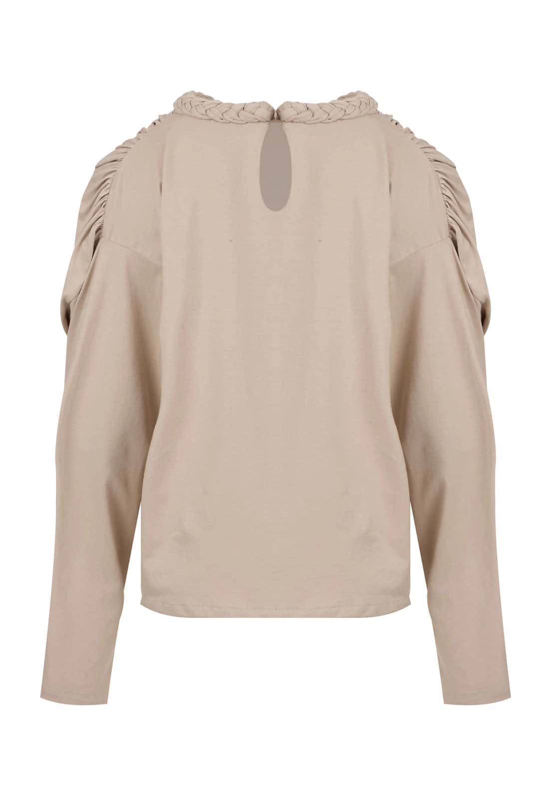 BRAIDED NECKLINE T-SHIRT